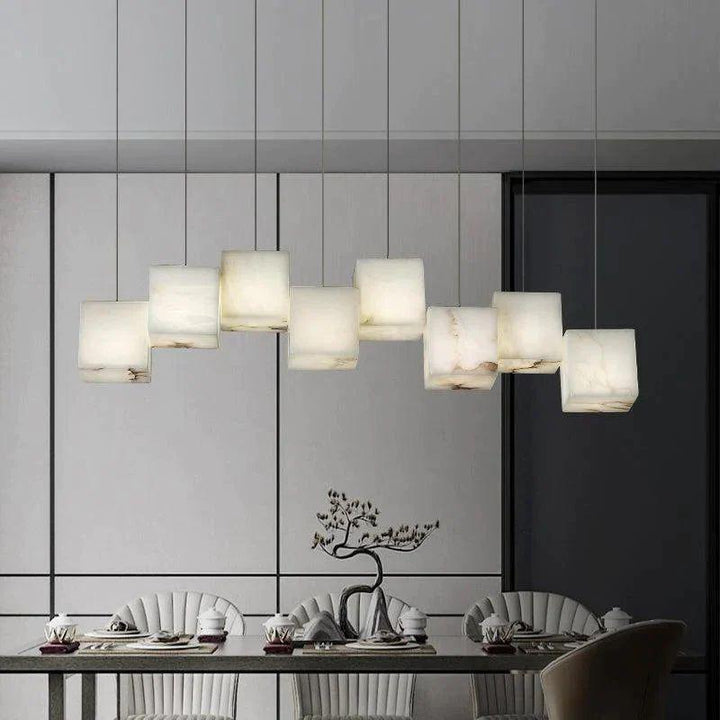 Alabaster Cubic Pendant-Pendant for living room,Pendant for kitchen,Pendant for bathrooms,Pendant for bedrooms,Pendant for foyer,Pendant for stairways,Pendant for dining room-8 Cubes-Arialamps