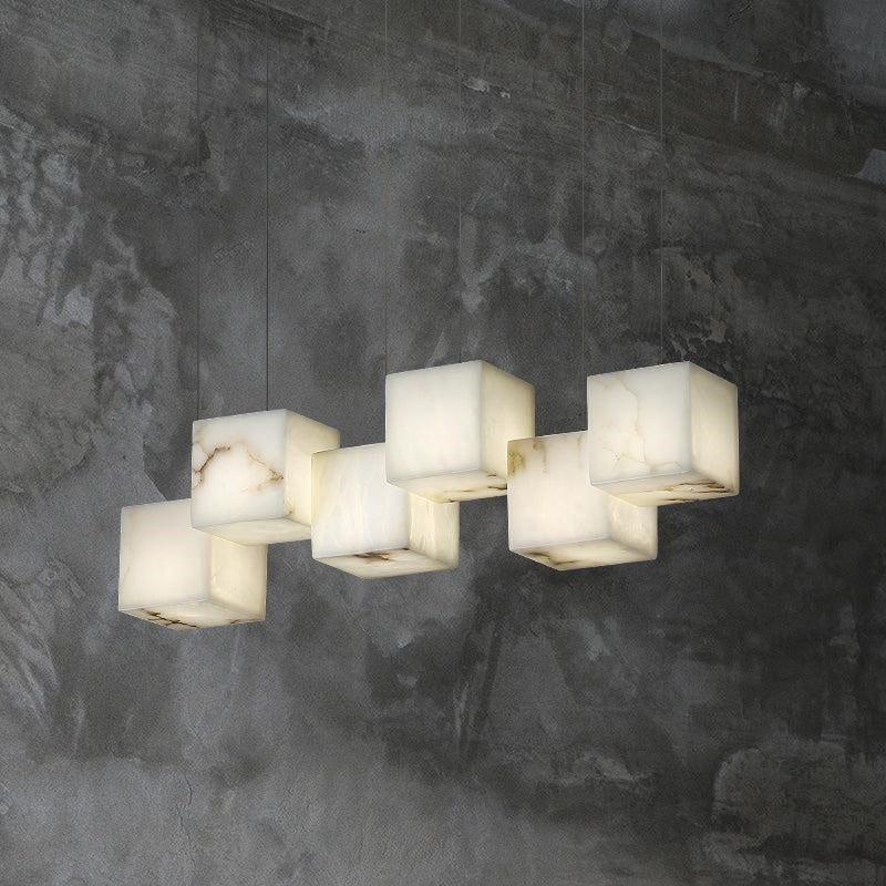 Alabaster Cubic Pendant-Pendant for living room,Pendant for kitchen,Pendant for bathrooms,Pendant for bedrooms,Pendant for foyer,Pendant for stairways,Pendant for dining room-Arialamps