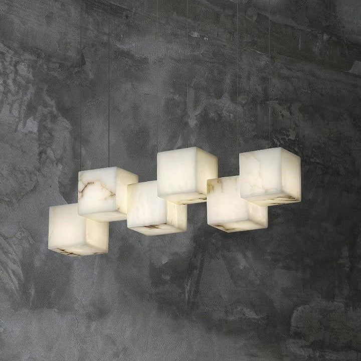 Alabaster Cubic Pendant-Pendant for living room,Pendant for kitchen,Pendant for bathrooms,Pendant for bedrooms,Pendant for foyer,Pendant for stairways,Pendant for dining room-Arialamps
