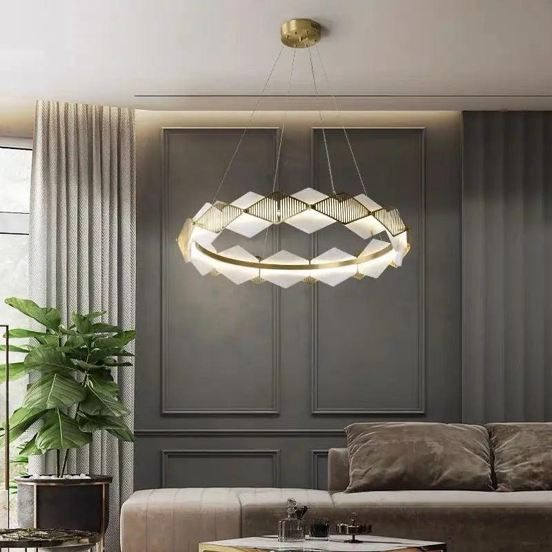 Alabaster Diamond Shaped Modern Chandelier-23.62"D*19.68"H-Arialamps