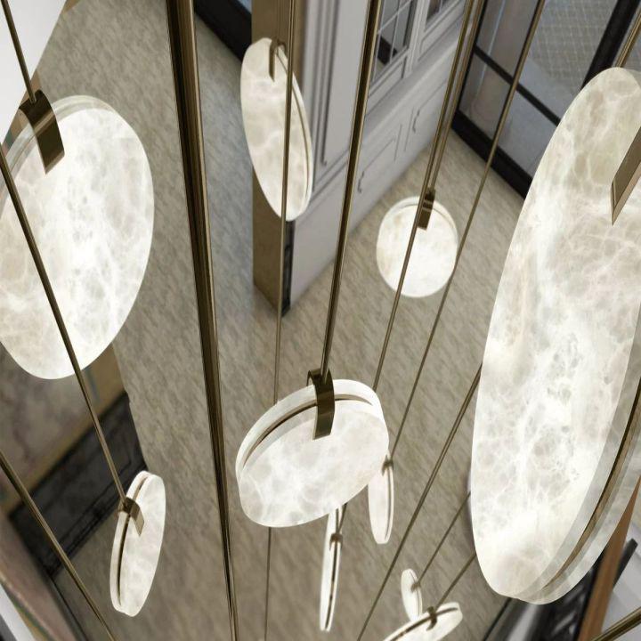 Alabaster Disc Pendant Light-Pendant for living room,Pendant for kitchen,Pendant for bathrooms,Pendant for bedrooms,Pendant for foyer,Pendant for stairways,Pendant for dining room-Arialamps