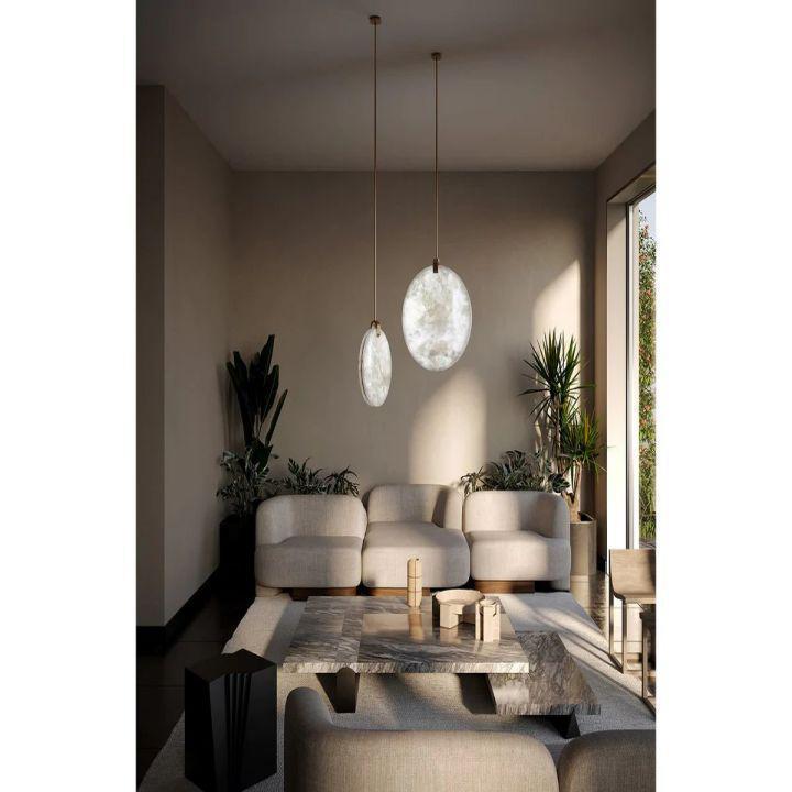 Alabaster Disc Pendant Light-Pendant for living room,Pendant for kitchen,Pendant for bathrooms,Pendant for bedrooms,Pendant for foyer,Pendant for stairways,Pendant for dining room-Arialamps