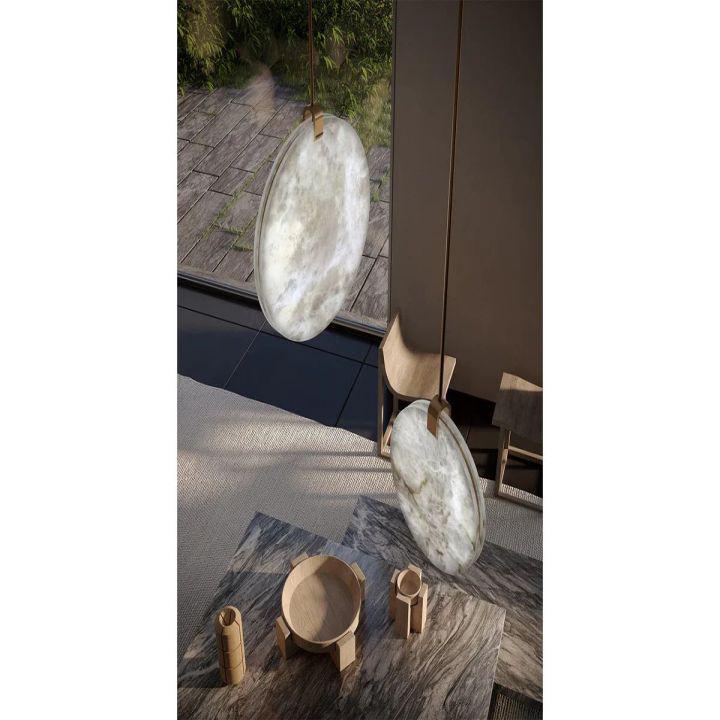 Alabaster Disc Pendant Light-Pendant for living room,Pendant for kitchen,Pendant for bathrooms,Pendant for bedrooms,Pendant for foyer,Pendant for stairways,Pendant for dining room-Arialamps