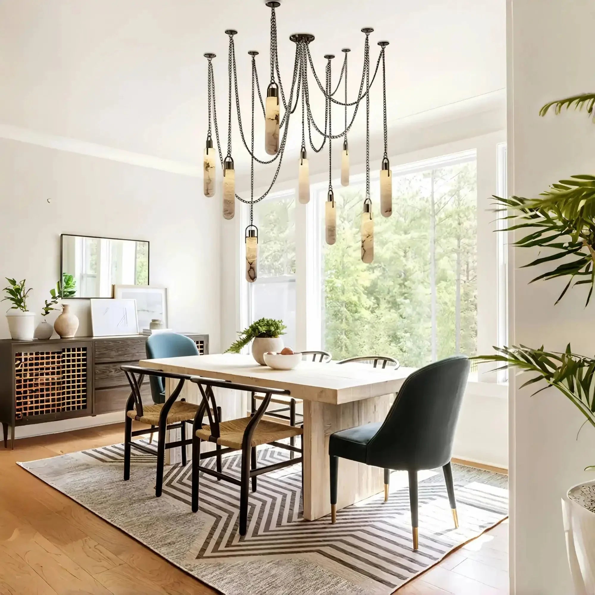 Alabaster Flint 1/2/3/5/7/9/12/15 - Light LED Multi - Drop Pendant - Arialamps