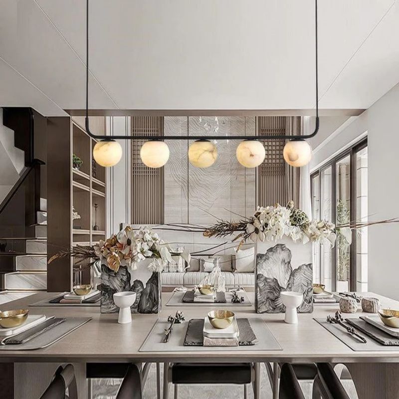 Alabaster Global Linear Chandelier L40"-Chandelier-Arialamps