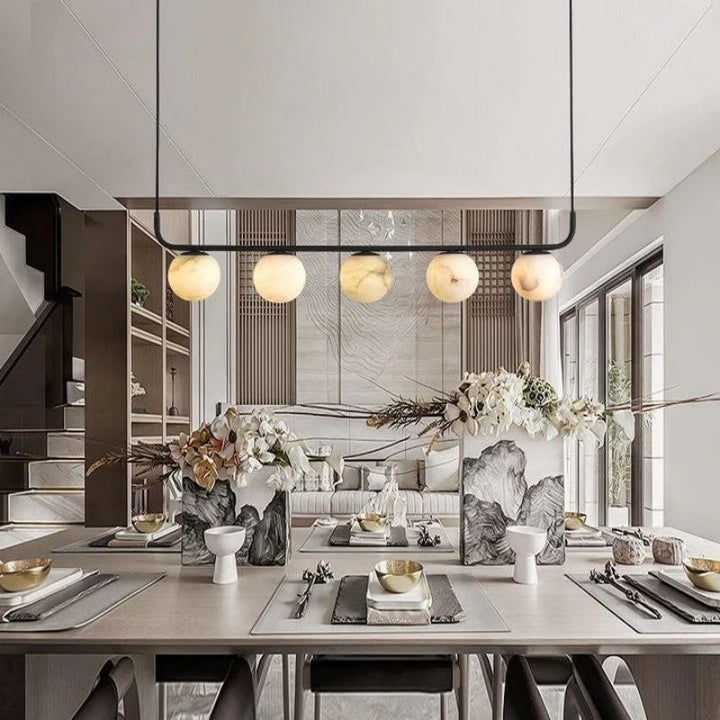 Alabaster Global Linear Chandelier L40"-Chandelier-Arialamps