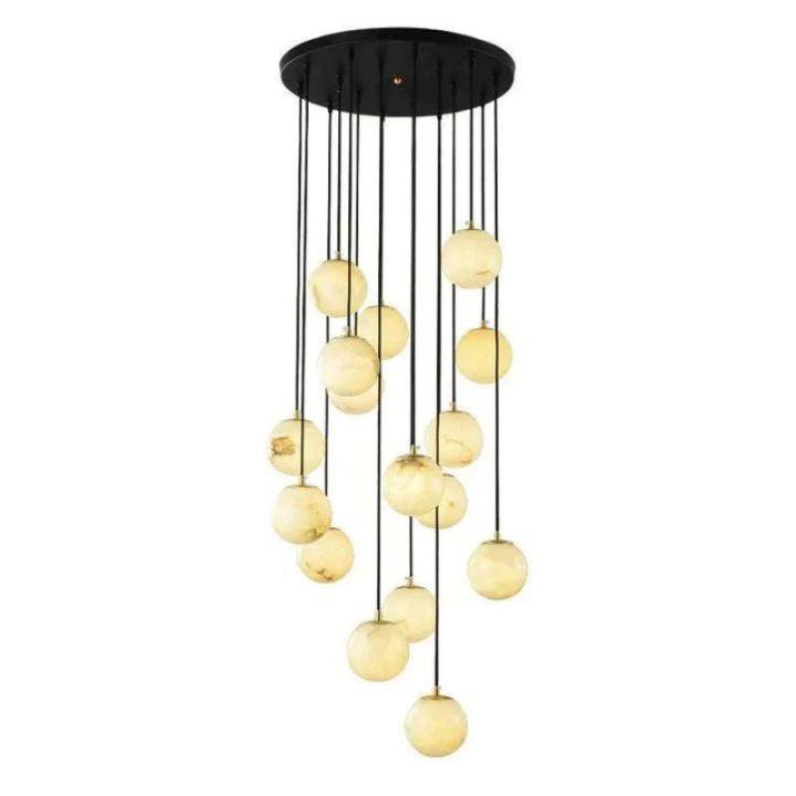 Alabaster Global Wavy Chandelier-chandeliers for dining room,chandeliers for stairways,chandeliers for foyer,chandeliers for bedrooms,chandeliers for kitchen,chandeliers for living room-16 Lights-Arialamps