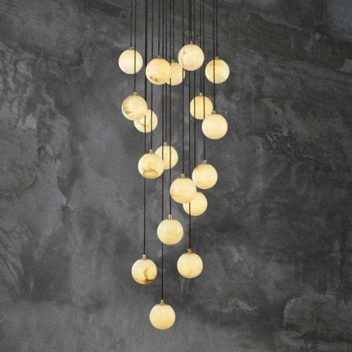 Alabaster Global Wavy Chandelier-chandeliers for dining room,chandeliers for stairways,chandeliers for foyer,chandeliers for bedrooms,chandeliers for kitchen,chandeliers for living room-18 Lights-Arialamps