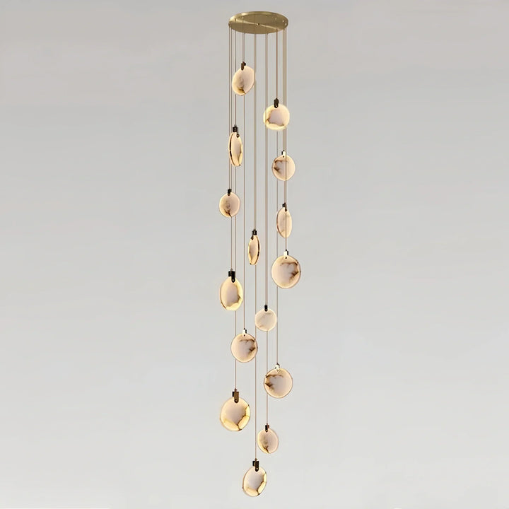 Alabaster Long Staircase Chandelier 5 styles-NORMAL-15 Lights-Arialamps