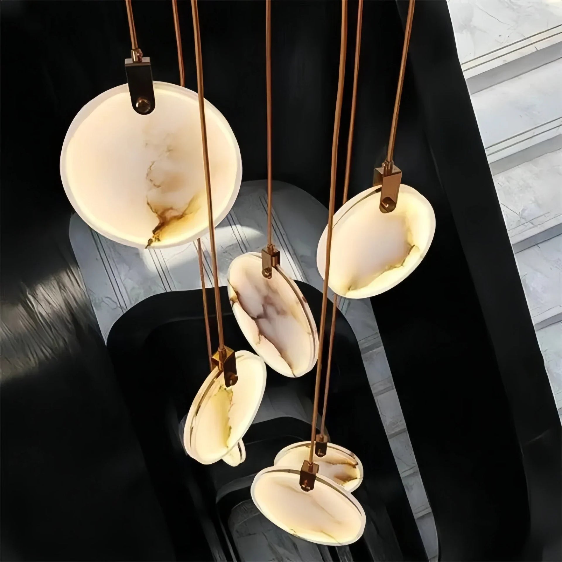 Alabaster Long Staircase Chandelier 5 styles-NORMAL-Arialamps