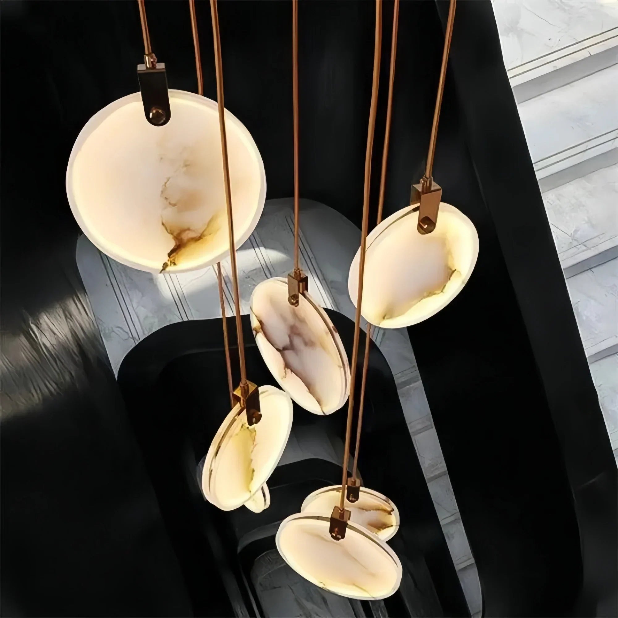 Alabaster Long Staircase Chandelier 5 styles-NORMAL-Arialamps