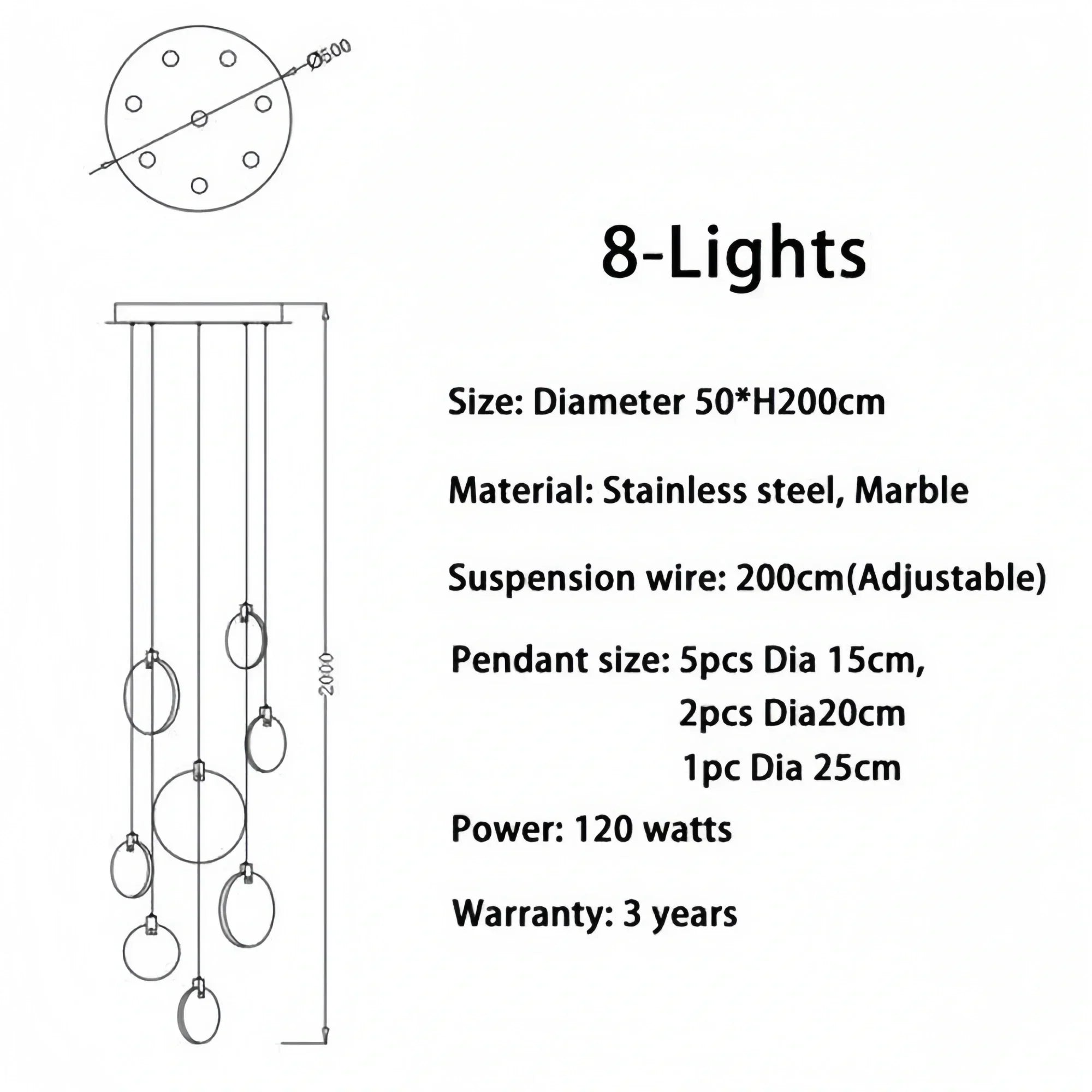 Alabaster Long Staircase Chandelier 5 styles-NORMAL-Arialamps