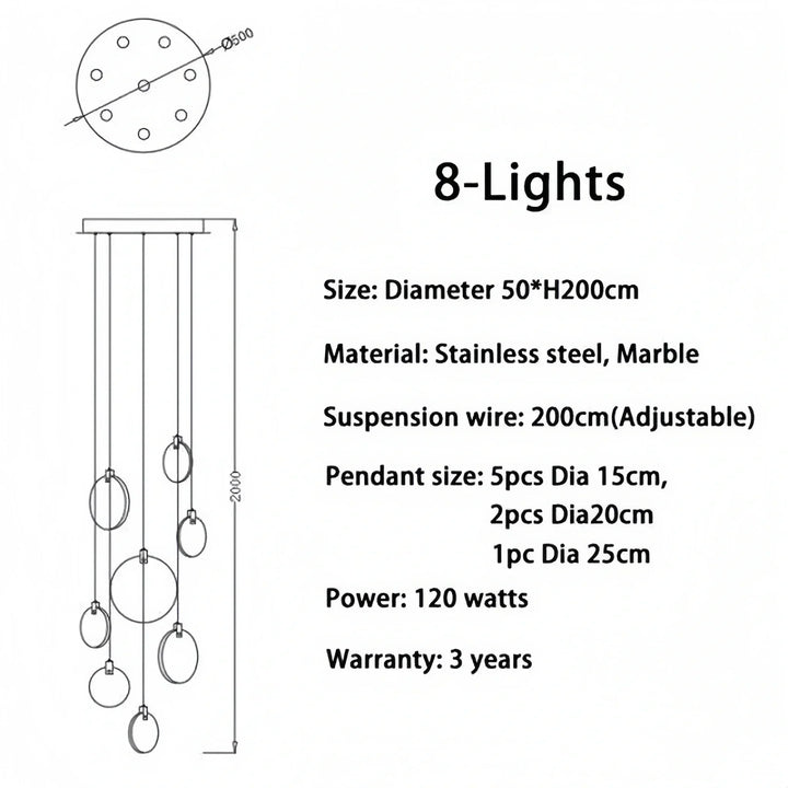 Alabaster Long Staircase Chandelier 5 styles-NORMAL-Arialamps