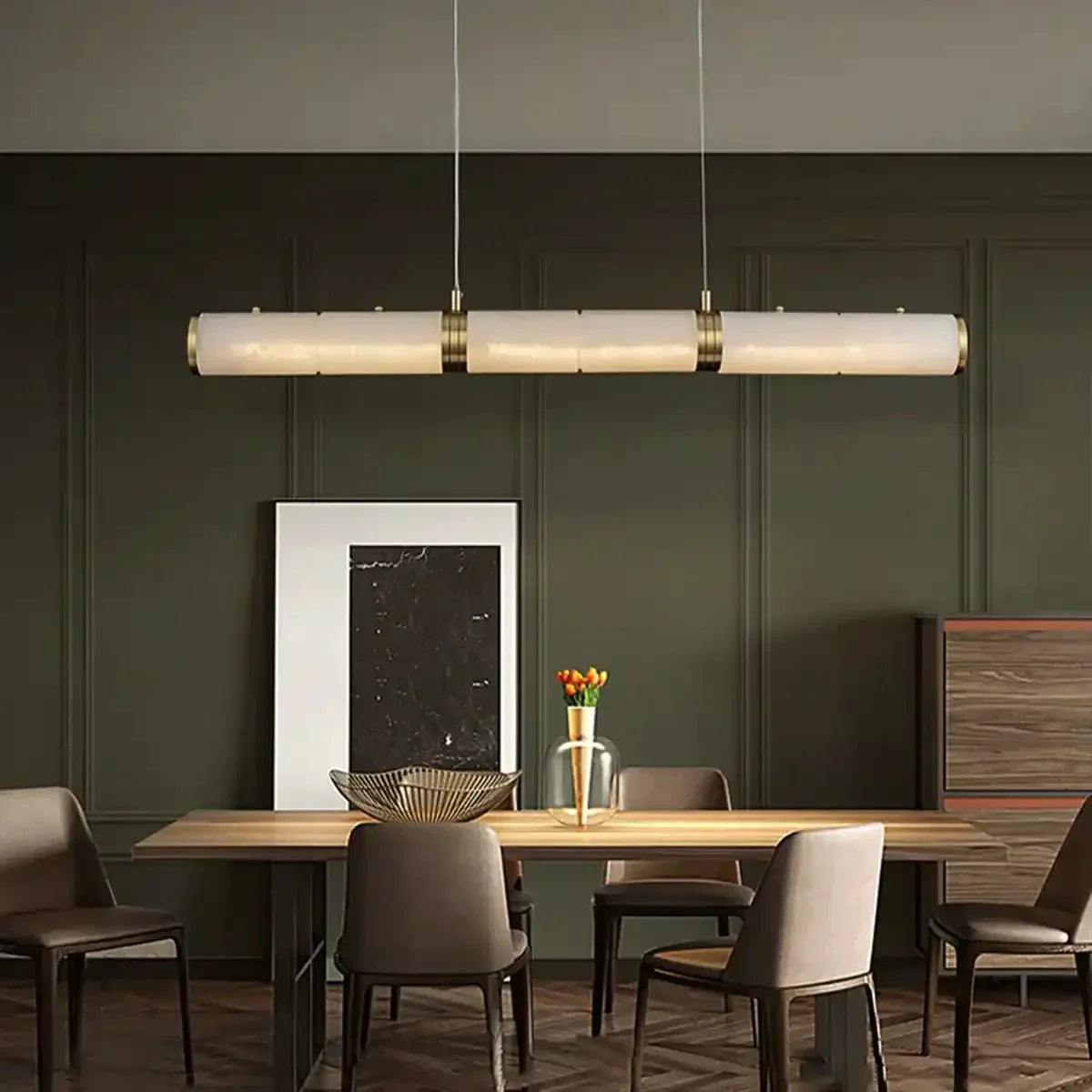 Alabaster Magnificence Art Linear Chandelier - Arialamps