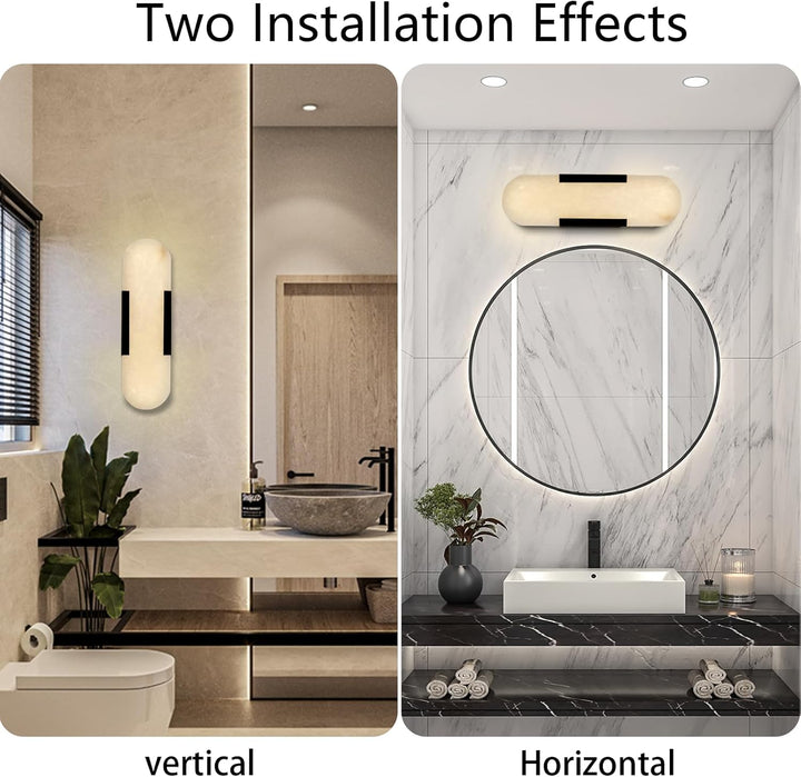 YIOSI Alabaster Matte Black Wall Sconce Set 2 13.8"