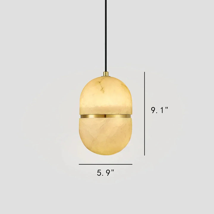 Alabaster Oval Pendant 5.9" D 7.1" D - Arialamps
