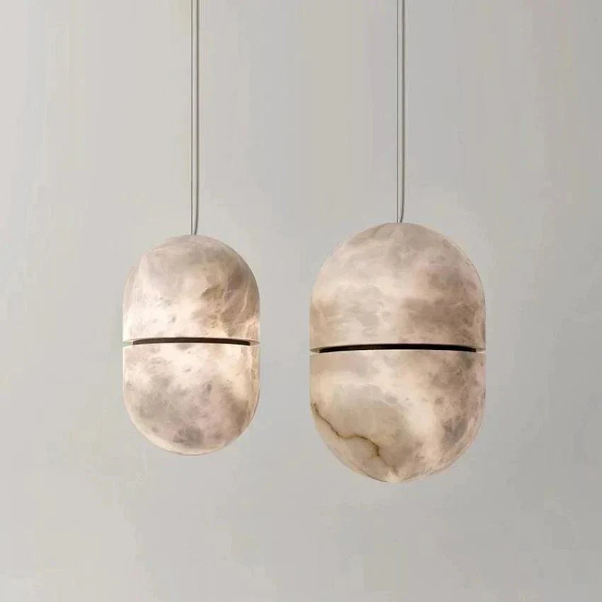 Alabaster Oval Pendant 5.9" D 7.1" D - Arialamps