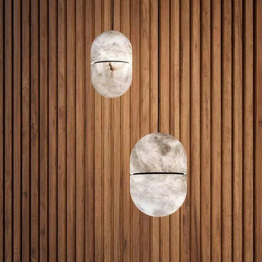 Alabaster Oval Pendant 5.9" D 7.1" D - Arialamps