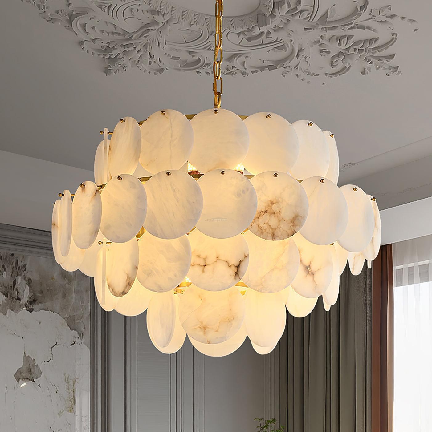 Alabaster Shell Brass Chandelier with 2/3/4/5/6 layer-Arialamps