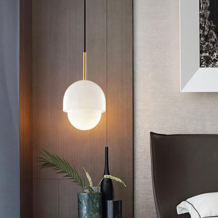 Alabaster Simple Bedside Pendant Light-Pendant for living room,Pendant for kitchen,Pendant for bathrooms,Pendant for bedrooms,Pendant for foyer,Pendant for stairways,Pendant for dining room-8"D-Arialamps