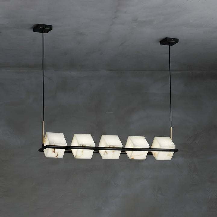 Alabaster Square Box Chandelier with 4/5/6/8/9 heads-Arialamps