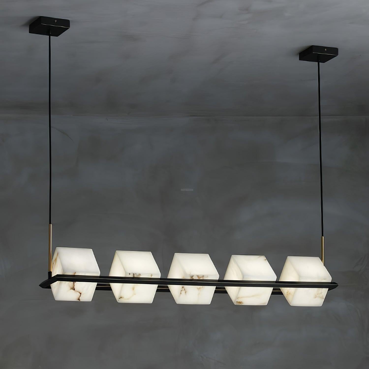 Alabaster Square Box Chandelier with 4/5/6/8/9 heads-Arialamps