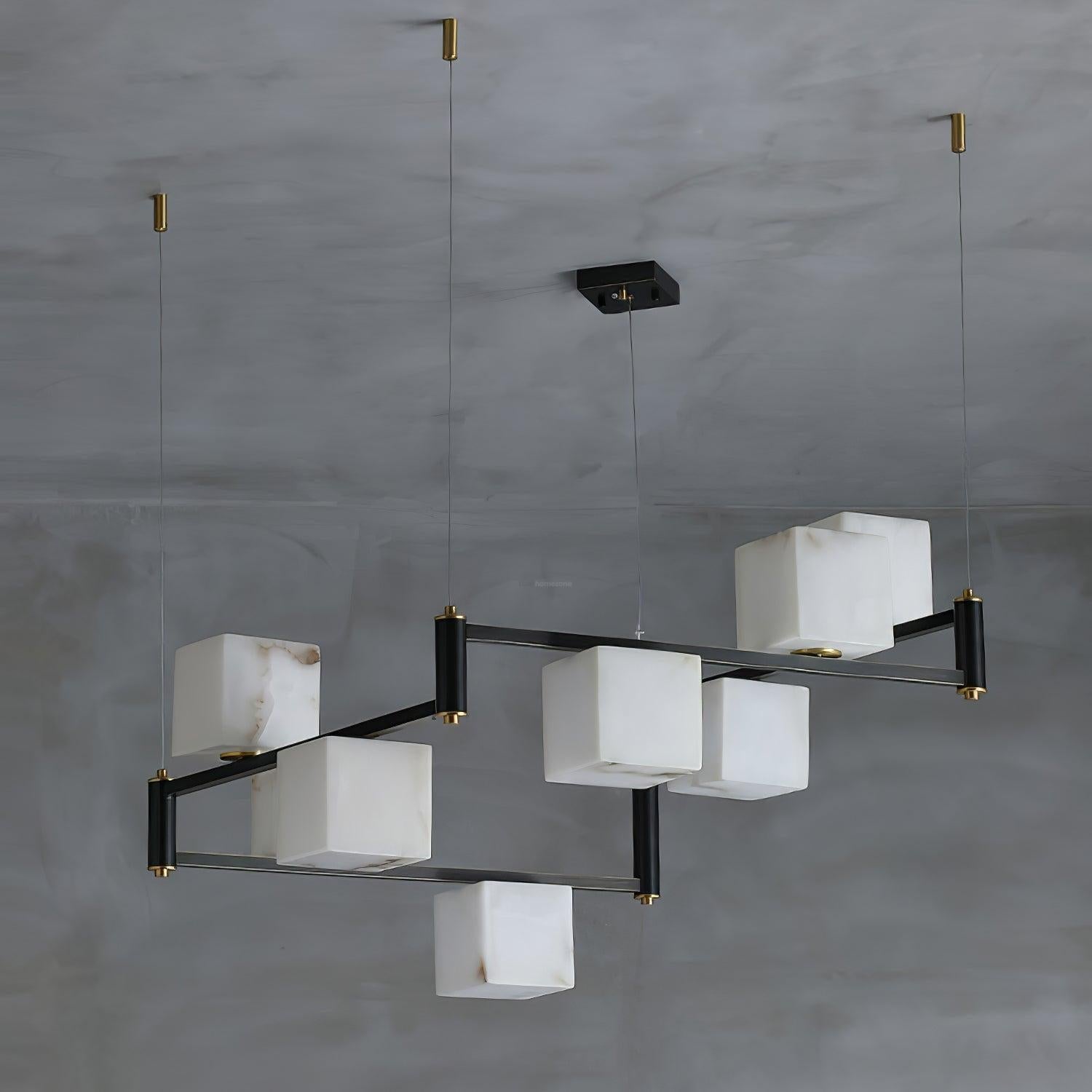 Alabaster Square Box Chandelier with 4/5/6/8/9 heads-Arialamps