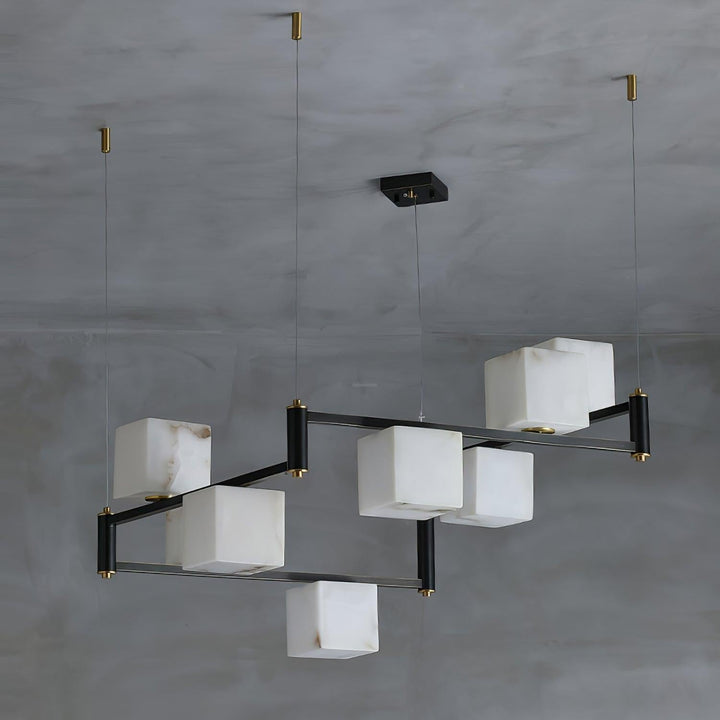 Alabaster Square Box Chandelier with 4/5/6/8/9 heads-Arialamps