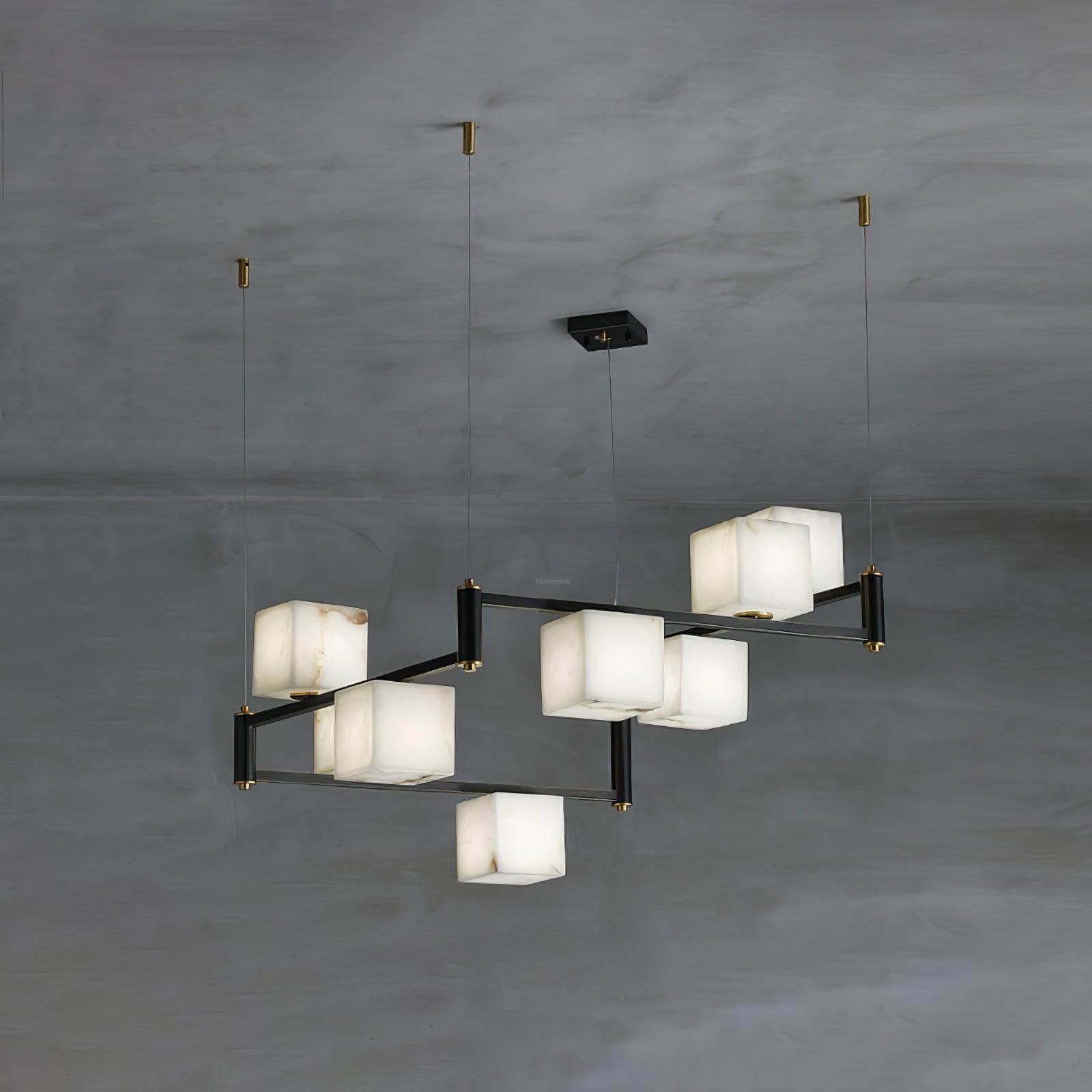 Alabaster Square Box Chandelier with 4/5/6/8/9 heads-Arialamps