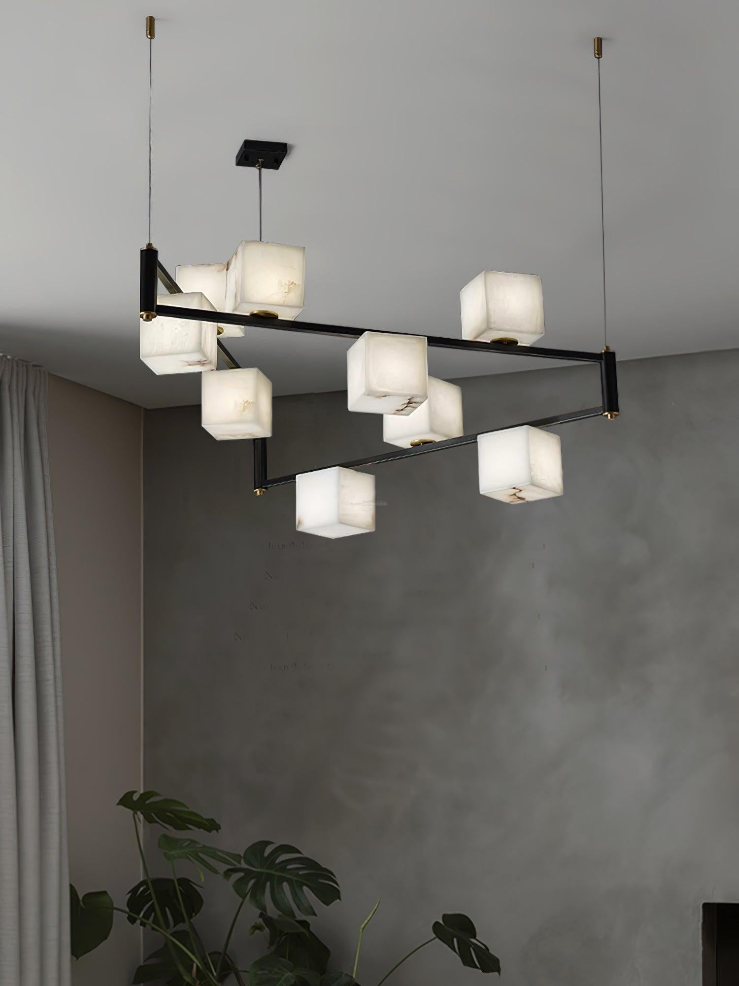 Alabaster Square Box Chandelier with 4/5/6/8/9 heads-Arialamps