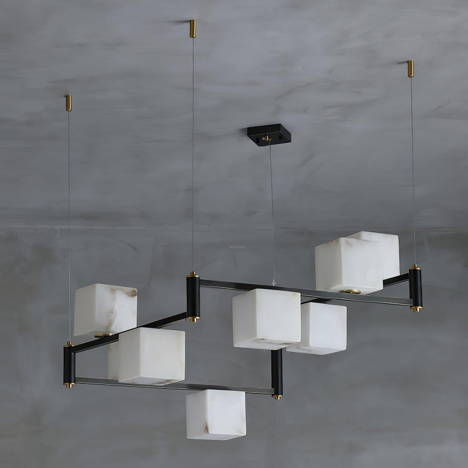 Alabaster Square Box Chandelier with 4/5/6/8/9 heads-Arialamps