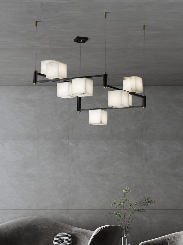 Alabaster Square Box Chandelier with 4/5/6/8/9 heads-Arialamps