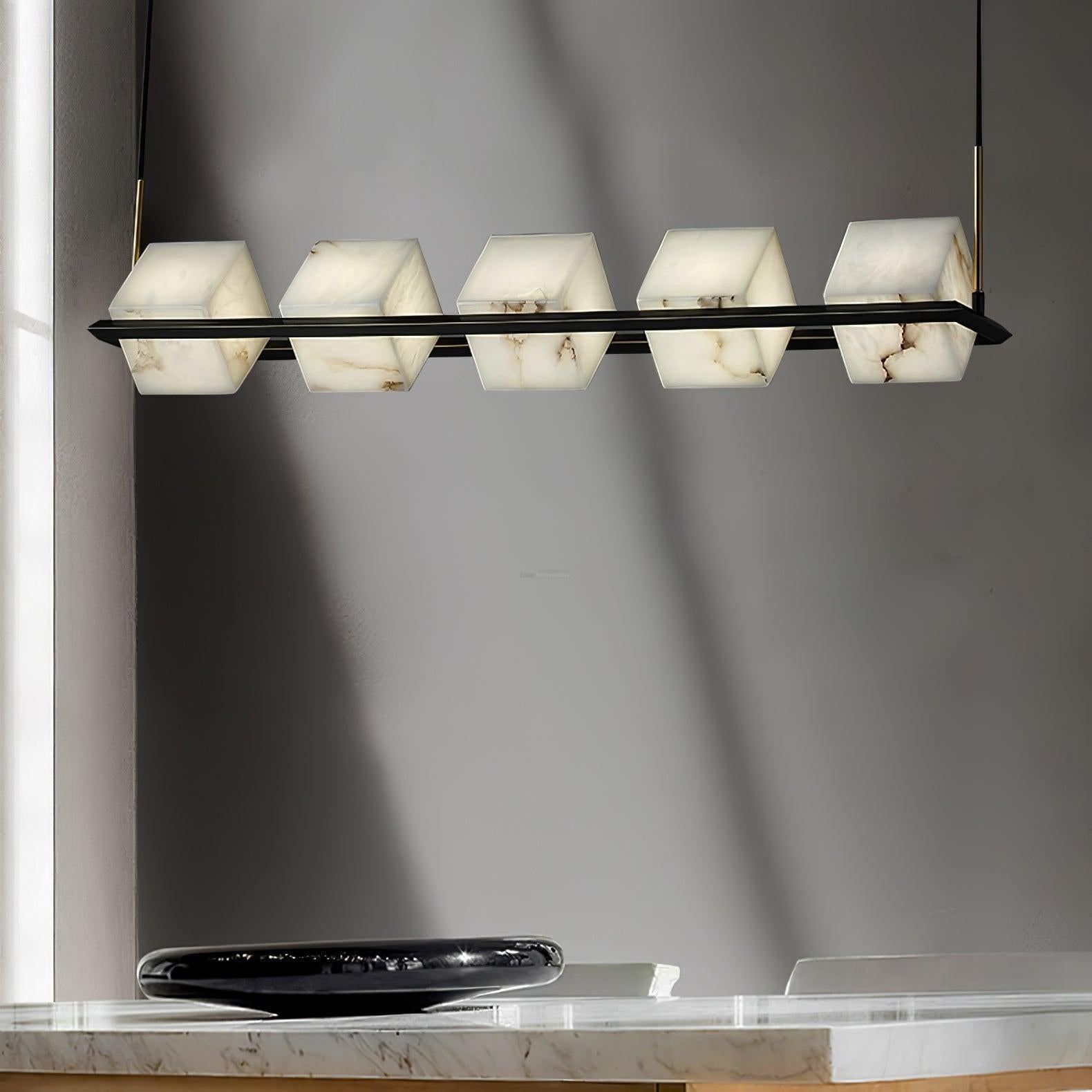 Alabaster Square Box Chandelier with 4/5/6/8/9 heads-Arialamps