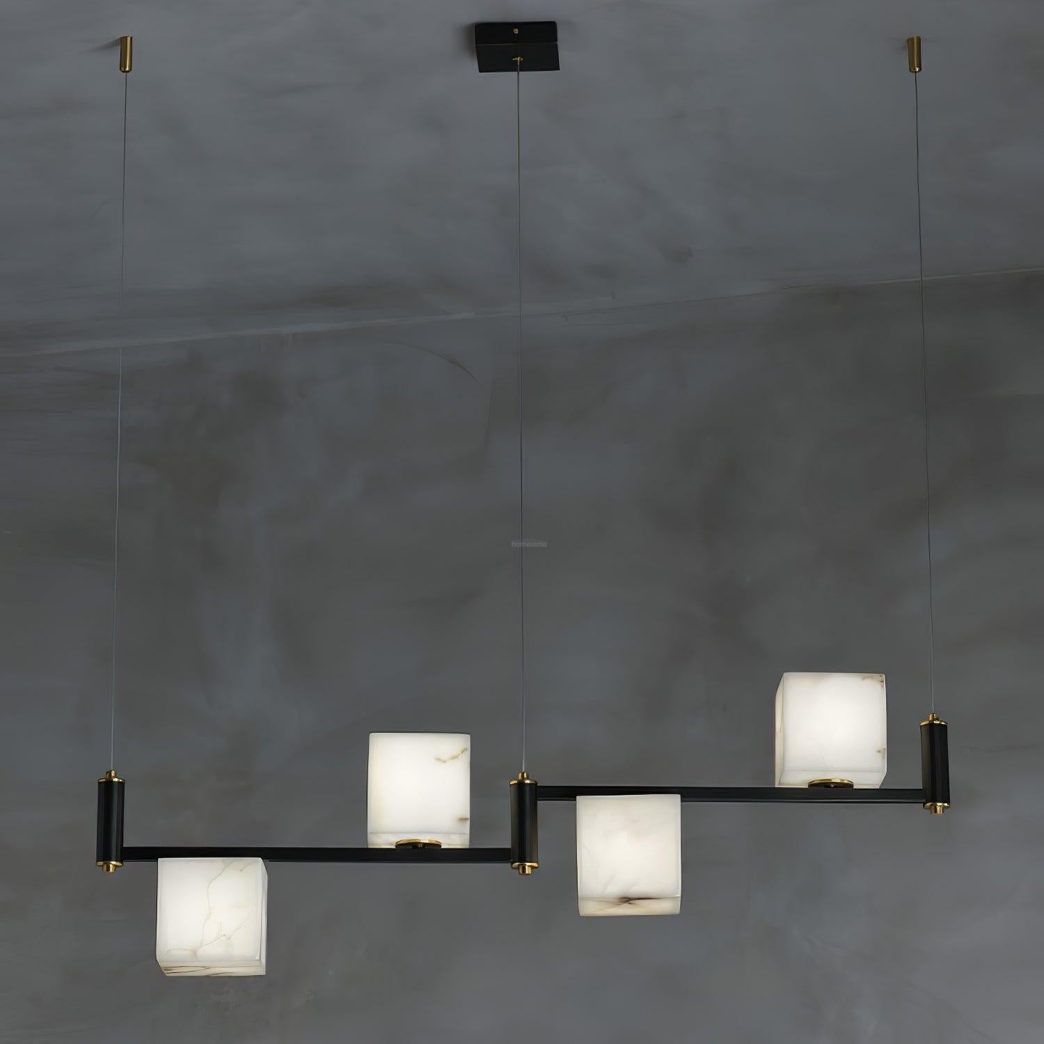 Alabaster Square Box Chandelier with 4/5/6/8/9 heads-Arialamps