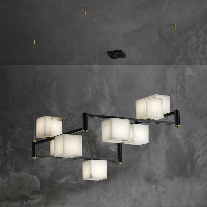 Alabaster Square Box Chandelier with 4/5/6/8/9 heads-Arialamps