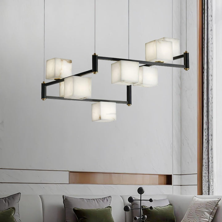Alabaster Square Box Chandelier with 4/5/6/8/9 heads-Arialamps