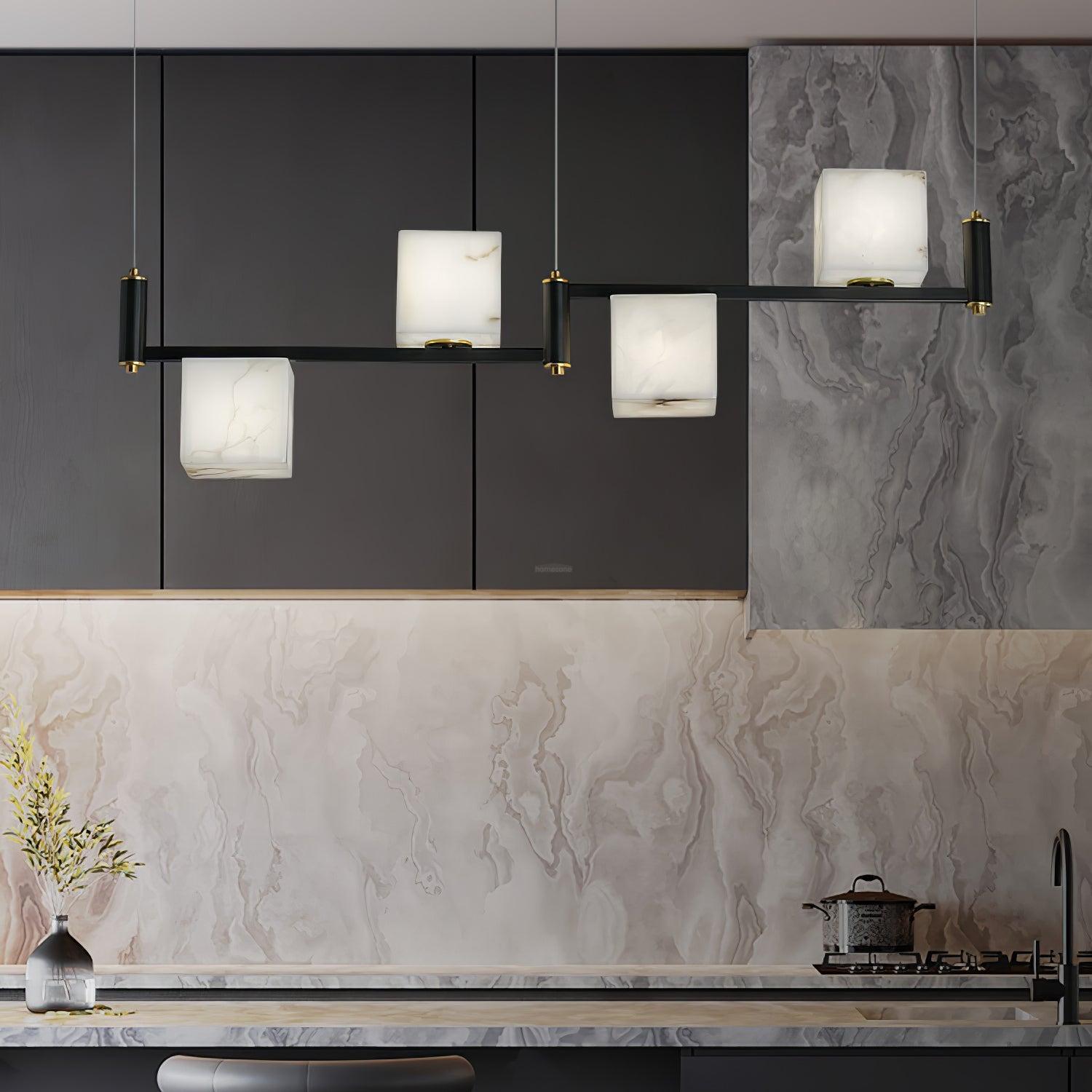 Alabaster Square Box Chandelier with 4/5/6/8/9 heads-Arialamps