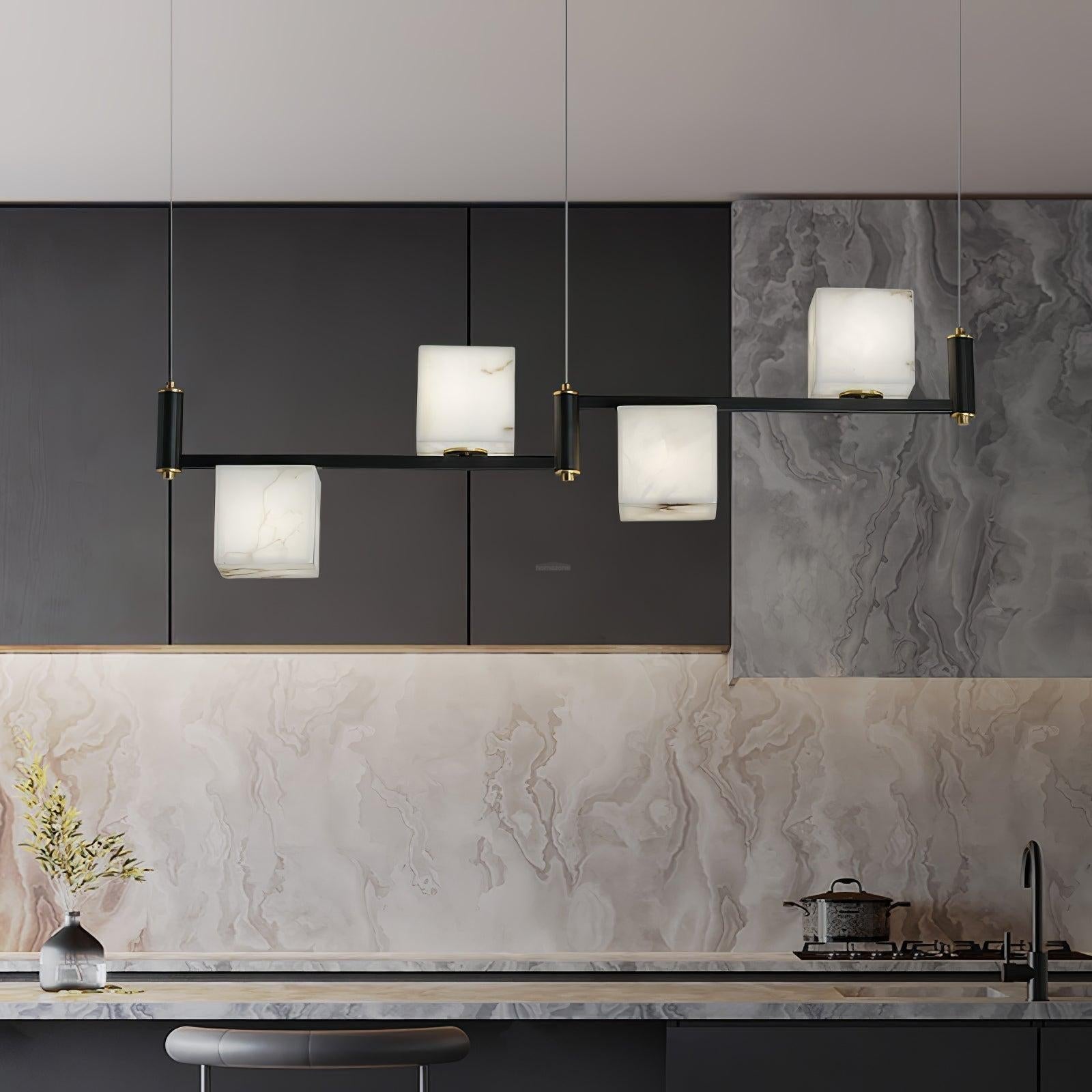 Alabaster Square Box Chandelier with 4/5/6/8/9 heads-Arialamps
