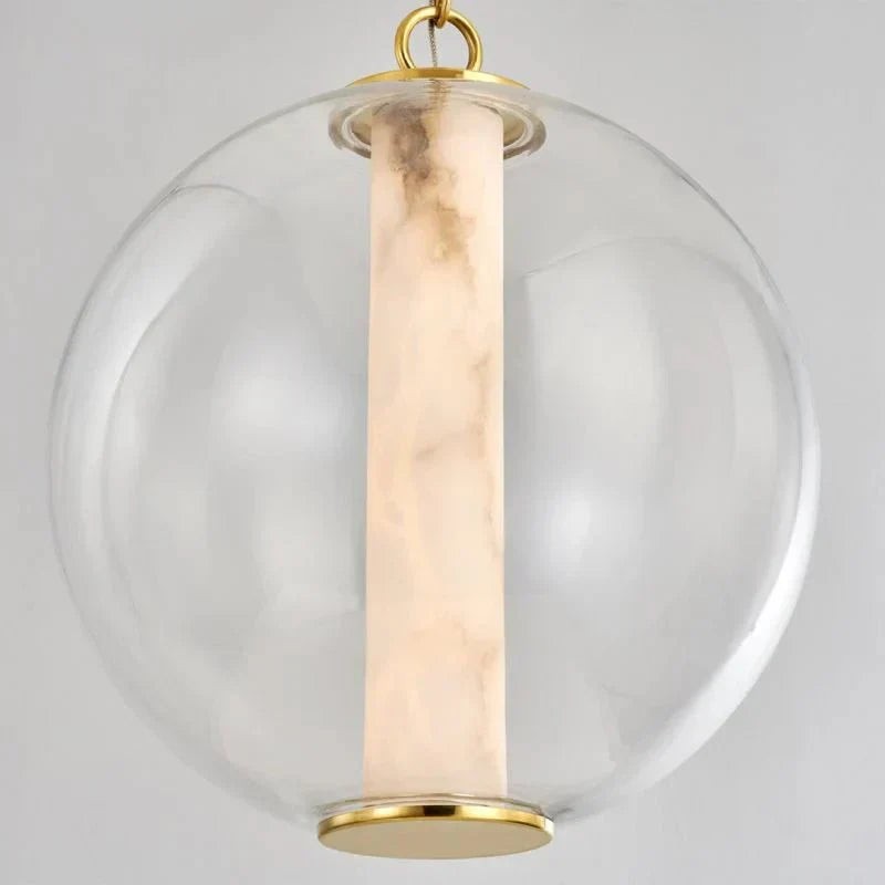 Alabaster Tube Glass Globe Pendant - Arialamps