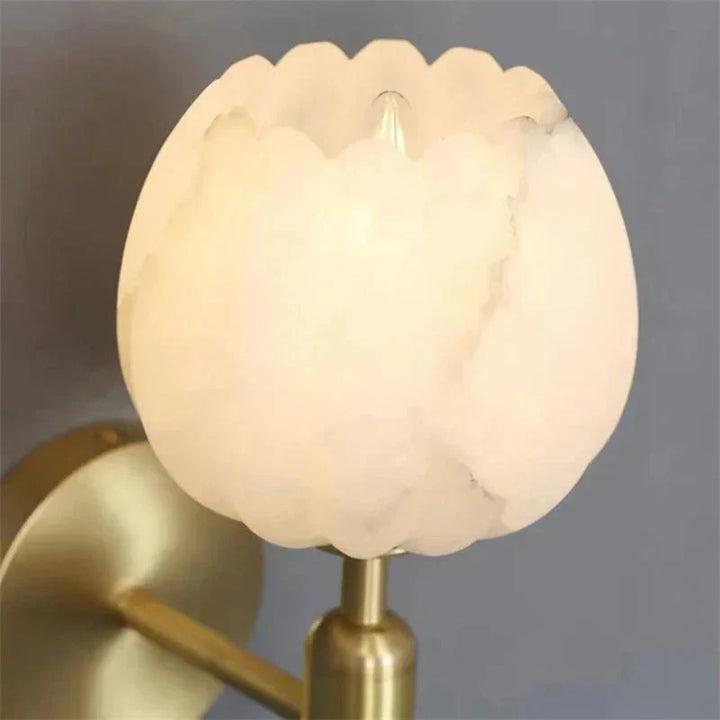 Antonia Modern Alabaster Globe Wall Sconce For Bedroom - Arialamps