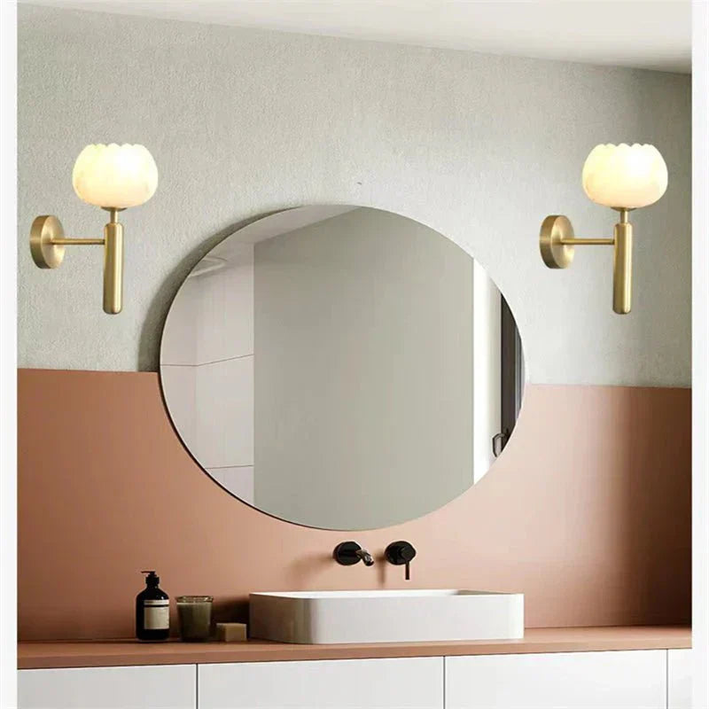 Antonia Modern Alabaster Globe Wall Sconce For Bedroom - Arialamps