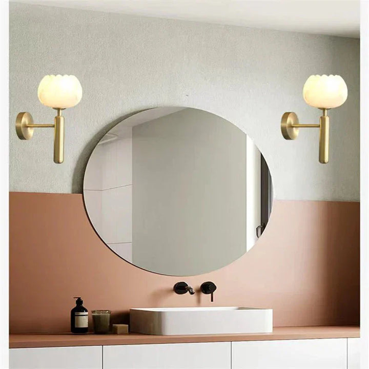 Antonia Modern Alabaster Globe Wall Sconce For Bedroom - Arialamps