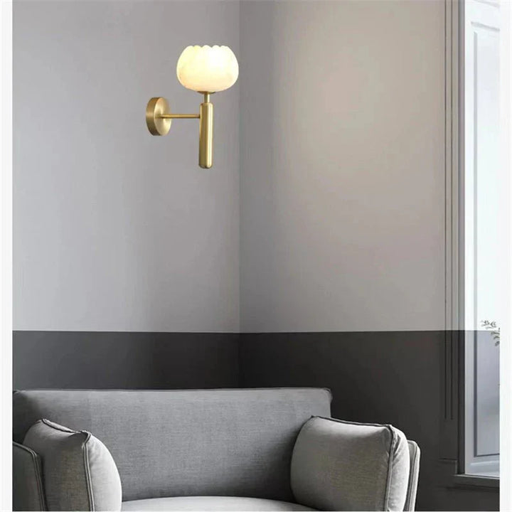 Antonia Modern Alabaster Globe Wall Sconce For Bedroom - Arialamps