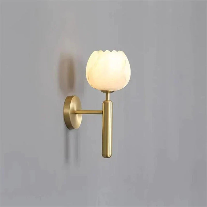 Antonia Modern Alabaster Globe Wall Sconce For Bedroom - Arialamps