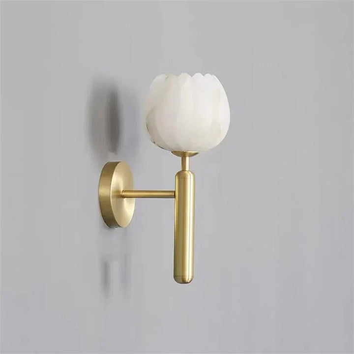 Antonia Modern Alabaster Globe Wall Sconce For Bedroom - Arialamps