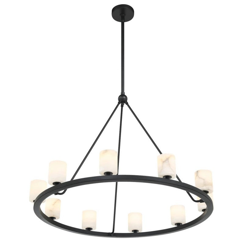 Argona 12 Light Alabaster Chandelier-chandelier for bedroom,chandelier for dining room,chandelier for stairways,chandelier for foyer,chandelier for bathrooms,chandelier for living room-Black-Arialamps