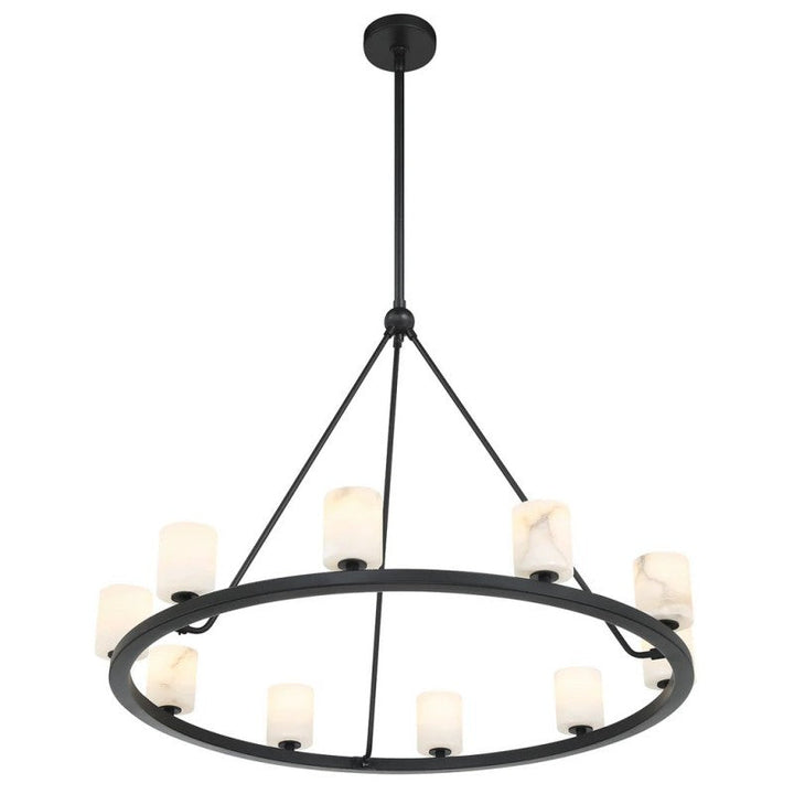 Argona 12 Light Alabaster Chandelier-chandelier for bedroom,chandelier for dining room,chandelier for stairways,chandelier for foyer,chandelier for bathrooms,chandelier for living room-Black-Arialamps