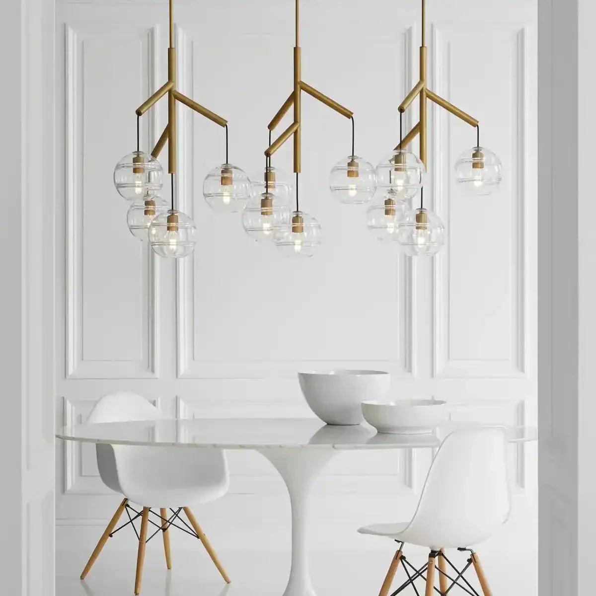 Art Glass Ball Sedona Triple Chandelier - Arialamps