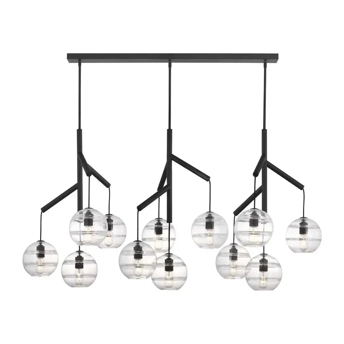 Art Glass Ball Sedona Triple Chandelier - Arialamps
