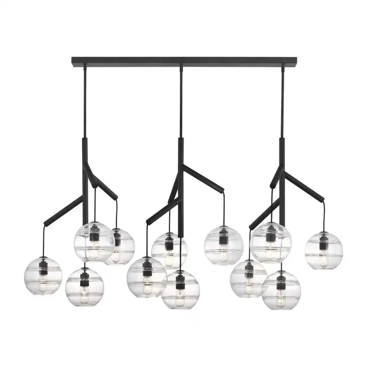 Art Glass Ball Sedona Triple Chandelier - Arialamps